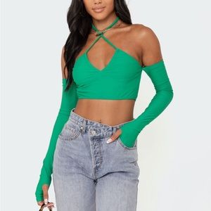 Green Off the Shoulder Top